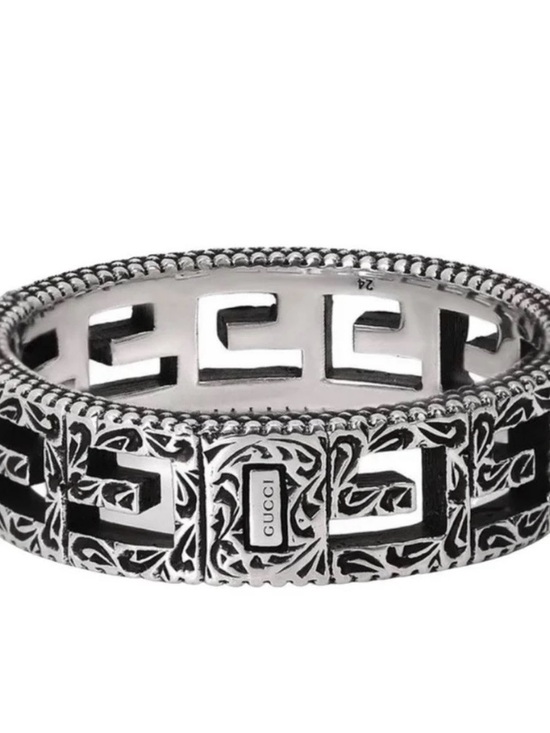 Gucci Jewelry - Gucci Silver & Black Engraved GG Cutout Unisex Band